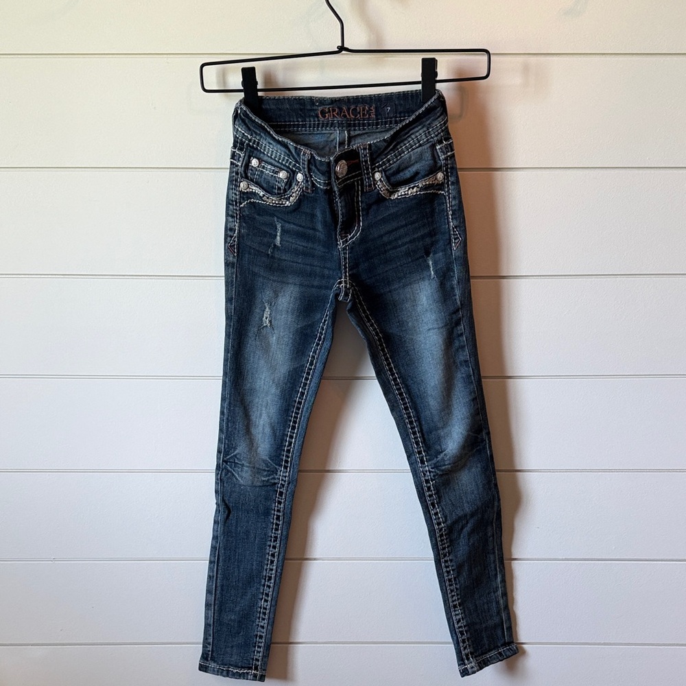 Grace Dark Blue Skinny Jeans for girls